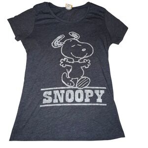 Juniors‎ Snoopy Graphic T Shirt Charcoal Gray Peanuts Cartoon Size L Y2K